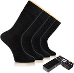 Hugh Ugoli Men's Bamboo Dress Socks for Business & Trouser, Thin & Seamless Crew Socks, 4 Pairs with Gift Box, Shoe Size 8-12