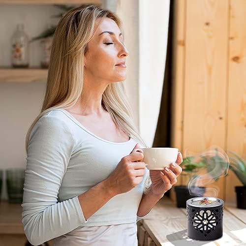 Frankincense Incense Burner with Tealight – Durable Black Iron, Height 2.36 Inches – HANDCRAFTET Aromatic Censer for Safe Burning and Elegant Home Décor