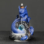 Dragon Waterfall Incense Burner,Backflow Incense Burner with 20 Incense Cones and 30 Incense Sticks，Ceramic Incense Cone Holder Used for Relaxation, Meditation, and Home Decoration (Blue)