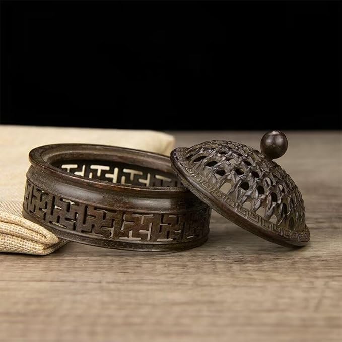 Copper Incense Burner Chinese Brass Incense Burner Kit Traditional Zen Incense Burner Antique Style Office Yoga Home Decor 4.2 * 4.2 * 5.1IN 1.8LB