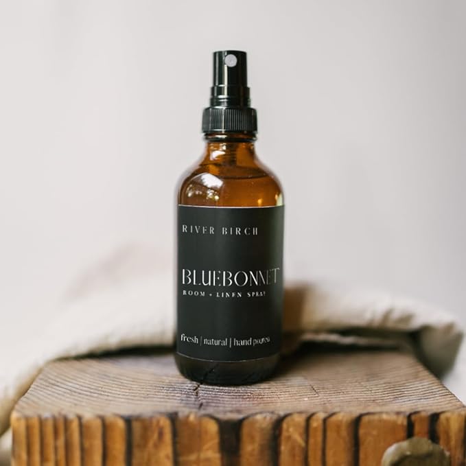 River Birch Bluebonnet Scented Linen and Room Spray | Home Fragrance | 4 oz Glass Amber Bottle | Luxury Signature Scent | Handmade in Texas