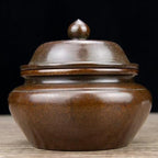 Copper Incense Burner Chinese Brass Incense Burner Kit Traditional Zen Incense Burner Antique Style Office Yoga Home Decor 4.3 * 4.3 * 3.9IN 2.8LB