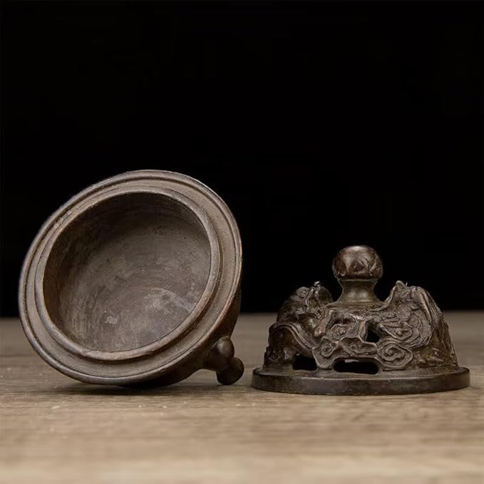 Incense Burner Chinese Incense Holder Brass Incense Burner Zen Copper Incense Burner Antique Style Home Office Fengshui Decor 3 * 3 * 3.4IN 0.8LB