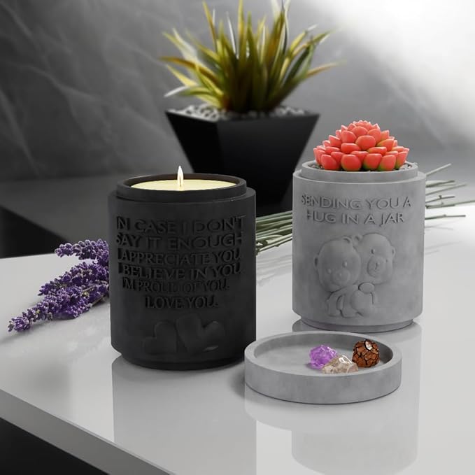 Candle Planter Hug in a Jar Romantic, Aromatherapy Candles - Natural Soy Wax, Long-Lasting 50-Hour Burn, Lavender Scents - Gifts for Him, Her, Couple, Husband and Wife Birthday Gift Ideas, Unique Cool