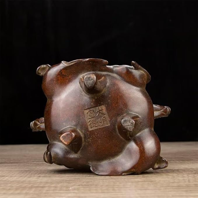 Incense Burner Chinese Incense Holder Brass Incense Burner Zen Copper Incense Burner Antique Style Home Office Fengshui Decor 8.3 * 5.5 * 7.9IN 9.3LB