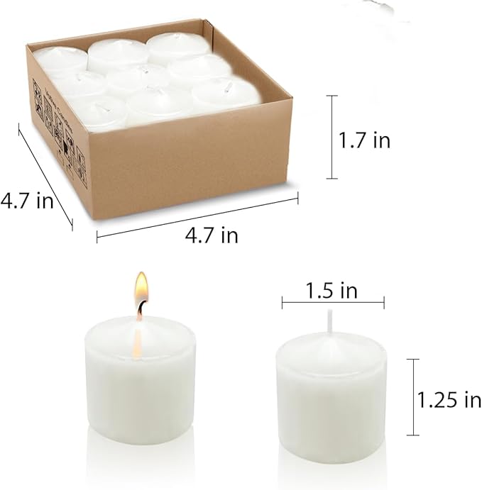 9-Pack 1.25-Inch White Votive Candles, Unscented Small Tealight Candle for Home Decor, Church and Special Occasions