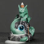 Dragon Waterfall Incense Burner,Backflow Incense Burner with 20 Incense Cones and 30 Incense Sticks，Ceramic Incense Cone Holder Used for Relaxation, Meditation, and Home Decoration (Green)