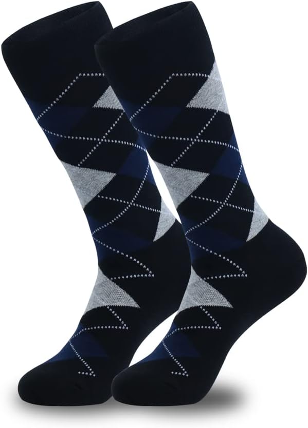 HHX YONLEE Dress Socks 5/6/10 Pairs Crew Argyle Colorful Cotton Novelty Casual Happy Fun