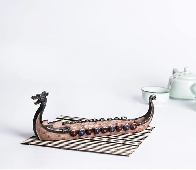 Resin Viking Ships Incense Stick Holder Retro Ships Ornament Exquisite Beautiful Home Decoration Ornaments (As Shown)