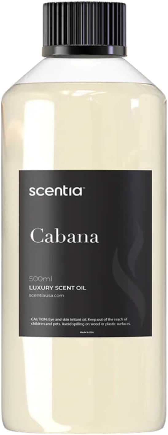 Hotel Diffuser Oil Inspired by 5-Star Hotel Scent - 500 ml 16.9 fl oz - Fragrance Oil Blend Jasmine, Bergamot & Fresh Marine Notes for Aromatherapy Diffusers and Humidifiers - Cabana