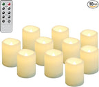 Eldnacele Votive Flameless Candles with Remote and Timer, Battery Operated Warm White Flickering Plastic LED Candles Set of 10 for Dinner Wedding Indoor Holiday Decor (D1.5×H2)