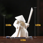 EAEMDY Samurai Figure Figurine Japanese Warrior Statue Decor for Table Room, Incense Holder for Stick Burner Incense Stick Holder, Kongfu Tea Pet Decoration (6.White A+Green A)