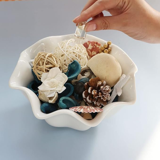 Qingbei Rina Blue Potpourri Bags,Ocean Breeze Scented Potpourri Bowl Filler Dried Flower,Home Fragrance Sachet of Petal,Coastal Seashell Decor,12oz