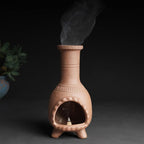 Handmade Terracotta Palo Santo Holder Burner for Smudging and Meditation - Mexican Style Chiminea Clay Incense Dish for Wiccan Altar and Negative Energy Cleansing