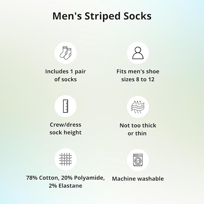 tiemart Men's Socks, Fits Men's Shoe Sizes 8-12