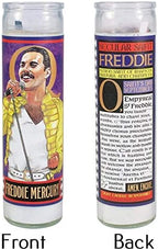 The Unemployed Philosophers Guild Freddie Mercury Secular Saint Candle - Unscented 8 Inch Tall Glass Prayer Votive, Made in The USA, Vegetarian Wax