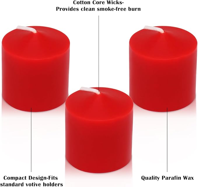9-Pack 1.25-Inch Red Votive Candles, Unscented Small Tealight Candle for Home Decor and Special Occasions