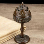Copper Incense Burner Chinese Brass Incense Burner Kit Traditional Zen Incense Burner Antique Style Office Yoga Home Decor 3 * 3 * 7.1IN 1.3LB