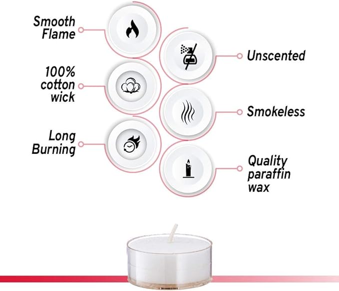 Lerner Clear Tea Lights Candles Bulk - 4.5 Hour Clear Cup Tealight 200 Pack - Consistent Smkless Clean Burning - Holiday, Wedding, Spa, Emergency and Home Decoration Candles