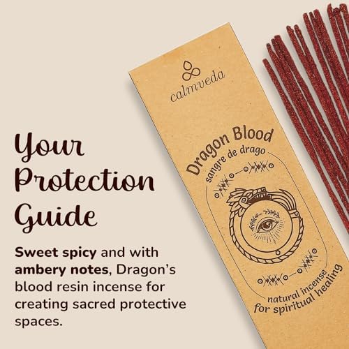 Potent Dragons Blood Incense Sticks - (40+Sticks, 9 inch) Thick Natural Resin Incense, Clean Charcoal Free | Sweet Spicy & Ambery Smelling Protection Incents (Sangre de Grado) (Burn Time 45+ Mins)
