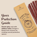 Potent Dragons Blood Incense Sticks - (40+Sticks, 9 inch) Thick Natural Resin Incense, Clean Charcoal Free | Sweet Spicy & Ambery Smelling Protection Incents (Sangre de Grado) (Burn Time 45+ Mins)