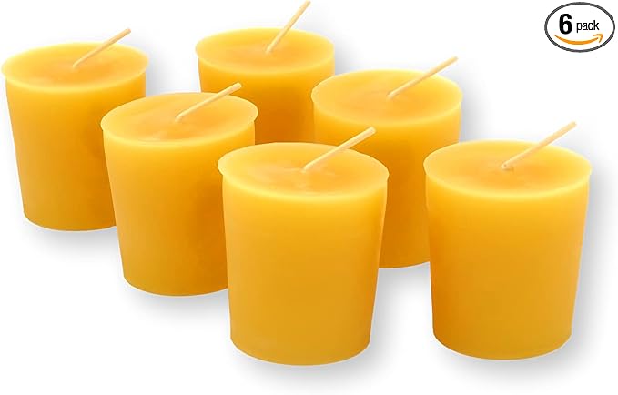 100% Pure Beeswax 15-Hour Votives Candles Organic Hand Made (6)