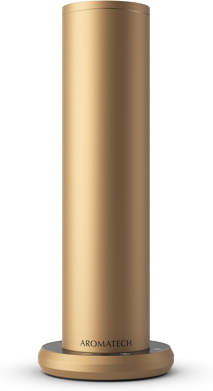 AromaTech New AroMini BT Plus Scent Diffuser w/Bluetooth – Cold-Air Diffusion Scent Machine for Home, Office, Hotel, Spa – Nebulizing Diffusion System for Essential Oil Blends (Gold)