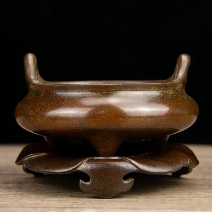 Copper Incense Burner Chinese Brass Incense Burner Kit Traditional Zen Incense Burner Antique Style Office Yoga Home Decor 5.3 * 3.9 * 5.7IN 6.2LB