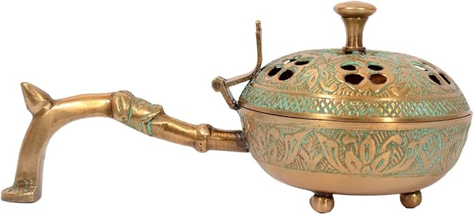 Hand Crafted Metal Lobandan Charcoal Incense Burner/Bakhoor Burner Ld-28 Standard Gold