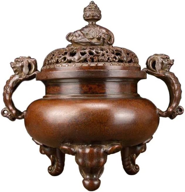 Copper Incense Burner Chinese Brass Incense Burner Kit Traditional Zen Incense Burner Antique Style Office Yoga Home Decor 7.9 * 5.9 * 8.3IN 6.3LB