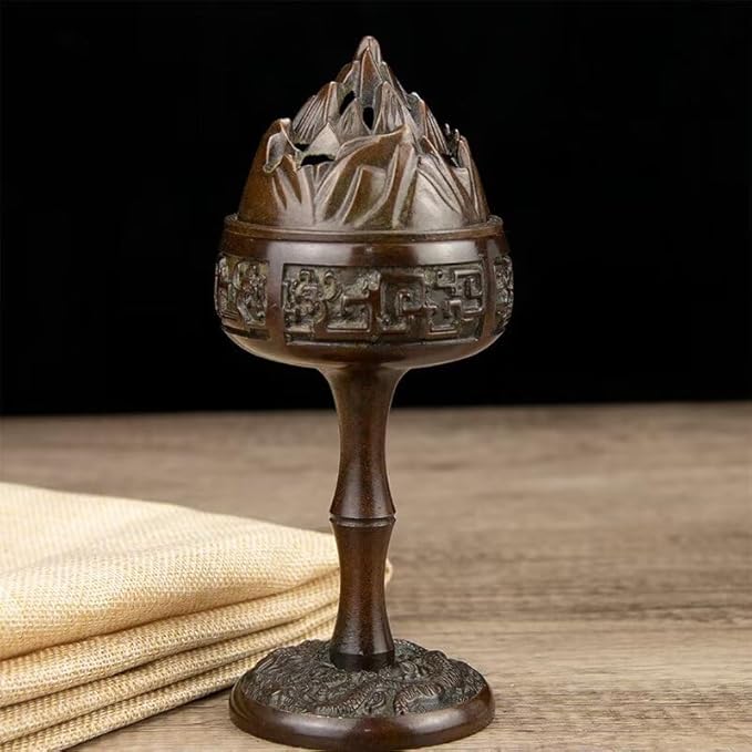 Copper Incense Burner Chinese Brass Incense Burner Kit Traditional Zen Incense Burner Antique Style Office Yoga Home Decor 3 * 3 * 7.1IN 1.3LB