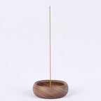 Black Walnut Incense Holder with 3-Hole Brass Plug, Traditional Bowl Design