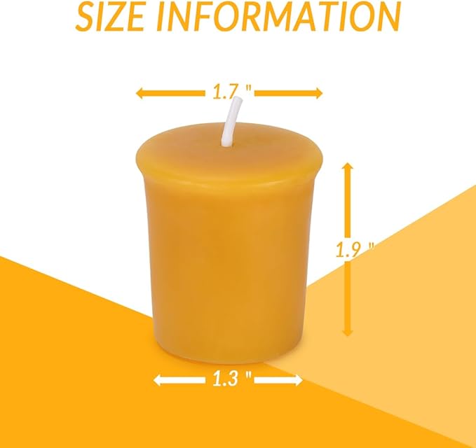 Beeswax Votive Candles Bulk-Pack of 10,Pure Natural Beeswax,Handmade Candles Gift Set for Holiday, Wedding,Party