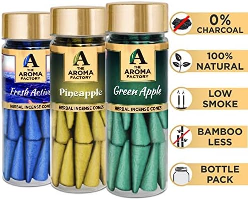 The Aroma Factory Organic Incense Dhoop Cones 3x30 Cones Jute Gift Set with Holder (Fruit Fusion)