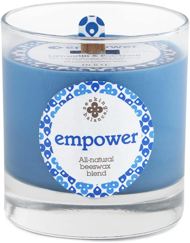 Root Candles Scented Spa Candles Seeking Balance® Handcrafted Wood Wick Aromatherapy Candle, 5.8-Ounce, Empower: Lavandin & Patchouli