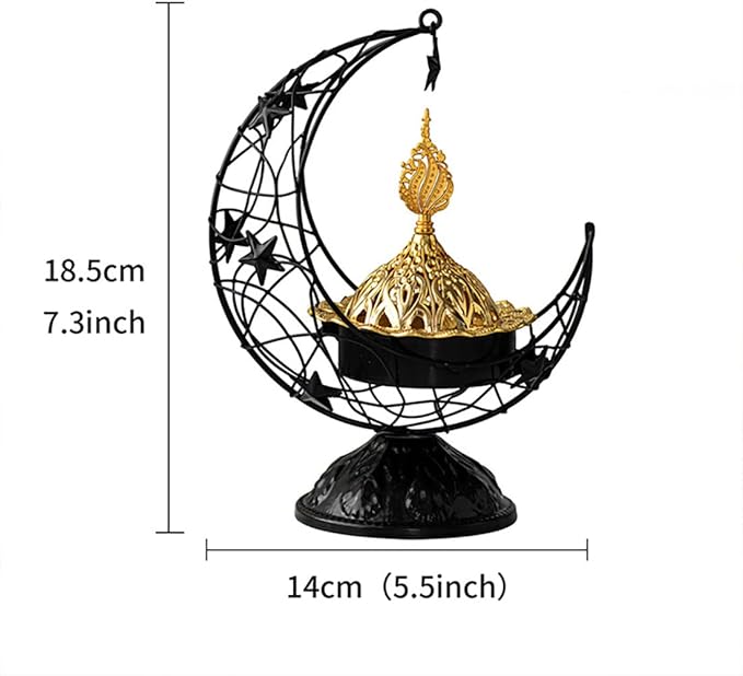 Metal Greek Incense Burner Antique Arabic Incense Censer Pot Metal Candlestick Candle Stand Incense Bowl for Aromatherapy Yoga Spa Home Decor (Black)