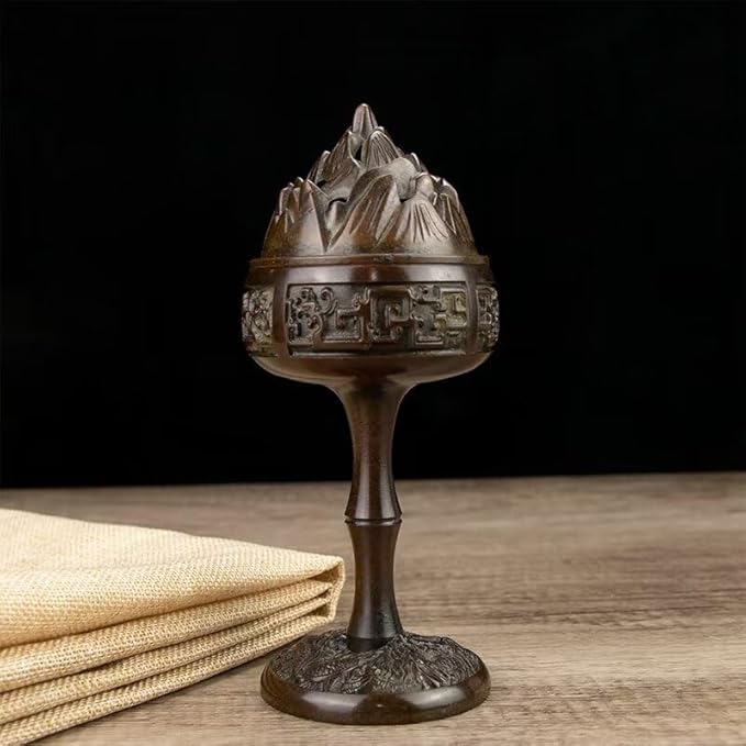 Copper Incense Burner Chinese Brass Incense Burner Kit Traditional Zen Incense Burner Antique Style Office Yoga Home Decor 3 * 3 * 7.1IN 1.3LB