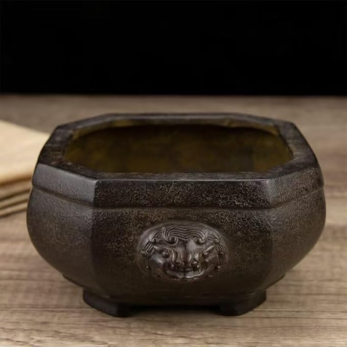 Incense Burner Chinese Incense Holder Brass Incense Burner Zen Copper Incense Burner Antique Style Home Office Fengshui Decor 7.7 * 6.5 * 3.5IN 5.5LB