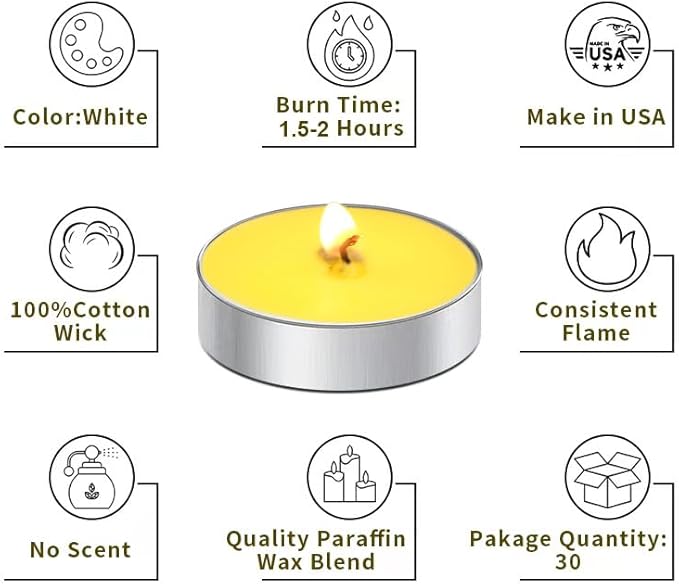 Tea Candles Wedding Party and Home Decoration Votive Parties Tealight Small Wishing Bulk 10 Pack with 1.5-2 Hours Extended Burn Time Mini for Birthday Halloween Emergency Family Gathering(Huang)
