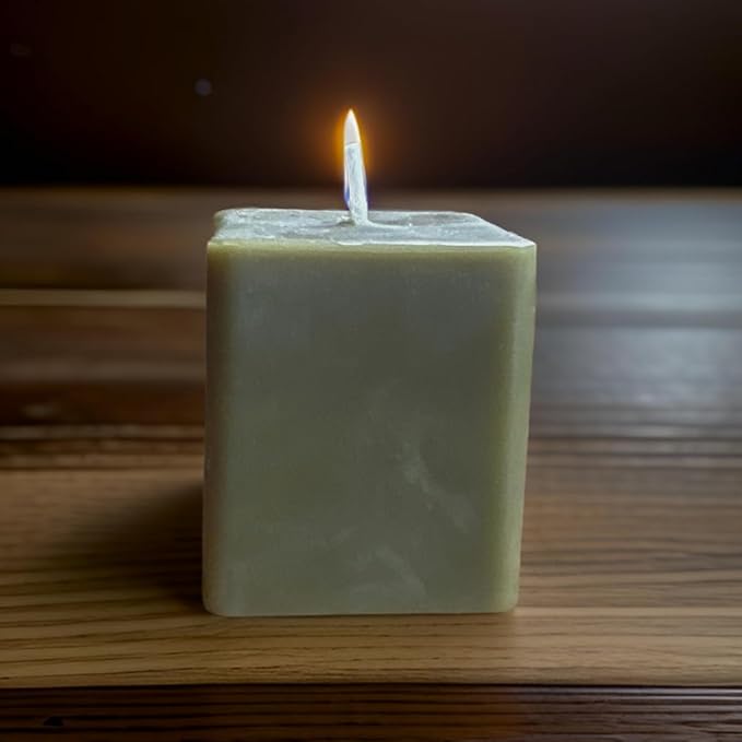 Candlestock Real Bayberry Square Votive Candle Pack - Pure Bayberry & Beeswax Blend - Pack of 4 Natural Square Votive Candles - No Fragrance Added