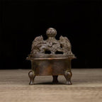 Incense Burner Chinese Incense Holder Brass Incense Burner Zen Copper Incense Burner Antique Style Home Office Fengshui Decor 3 * 3 * 3.4IN 0.8LB