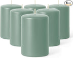 Biedermann & Sons Dripless Unscented Pillar Candles, 45-Hour Burn Time, Seafoam Green, 3 x 4 Inch - Set of 7