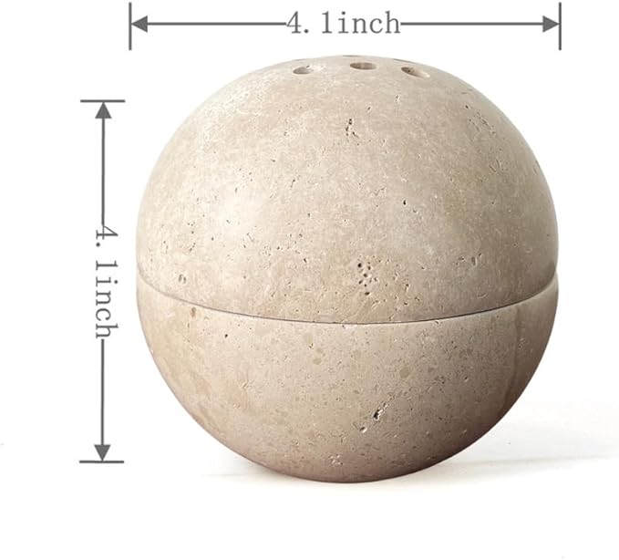 9 Holes Handmade Natural Marble Round Incense Burner Holder for Meditation Decorative Room/Kitchen/Coffee Shop (Beige Travertine Stone)