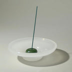 LIULI Glass & JadeIncense Holder, – Glass Ceramic Stick Burner for Meditation, Aromatherapy,The Minimalist Design Burner for Stick Incense (White Base Green Insert)