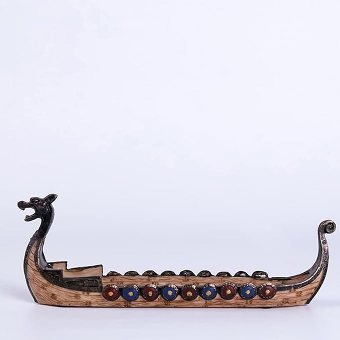Resin Viking Ships Incense Stick Holder Retro Ships Ornament Exquisite Beautiful Home Decoration Ornaments (As Shown)