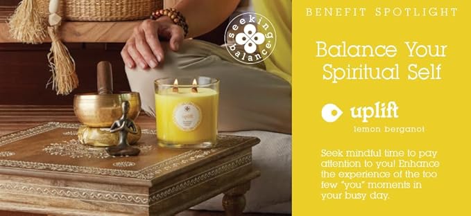 Root Candles Seeking Balance Wood Wick Spa Candle Aromatherapy Candles, 8-Ounce, Uplift: Lemon & Bergamot
