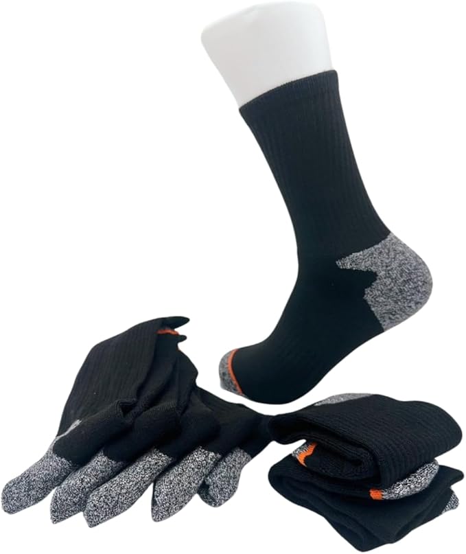 Aeonrow 5-Pairs Men's Weatherproof Vintage Outdoor Wool Blend Crew Calf Socks, Black, 6-12