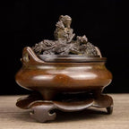 Copper Incense Burner Chinese Brass Incense Burner Kit Traditional Zen Incense Burner Antique Style Office Yoga Home Decor 5.3 * 3.9 * 5.7IN 6.2LB