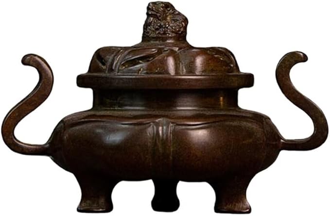 Copper Incense Burner Chinese Brass Incense Burner Kit Traditional Zen Incense Burner Antique Style Office Yoga Home Decor 5.7 * 3.9 * 3.7IN 2.7LB