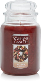 Yankee Candle Autumn Wreath Scented Classic 22oz Large Jar Single Wick Aromatherapy Candle Over 110 Hours of Burn Time Fall Fragrance Perfect for gifting